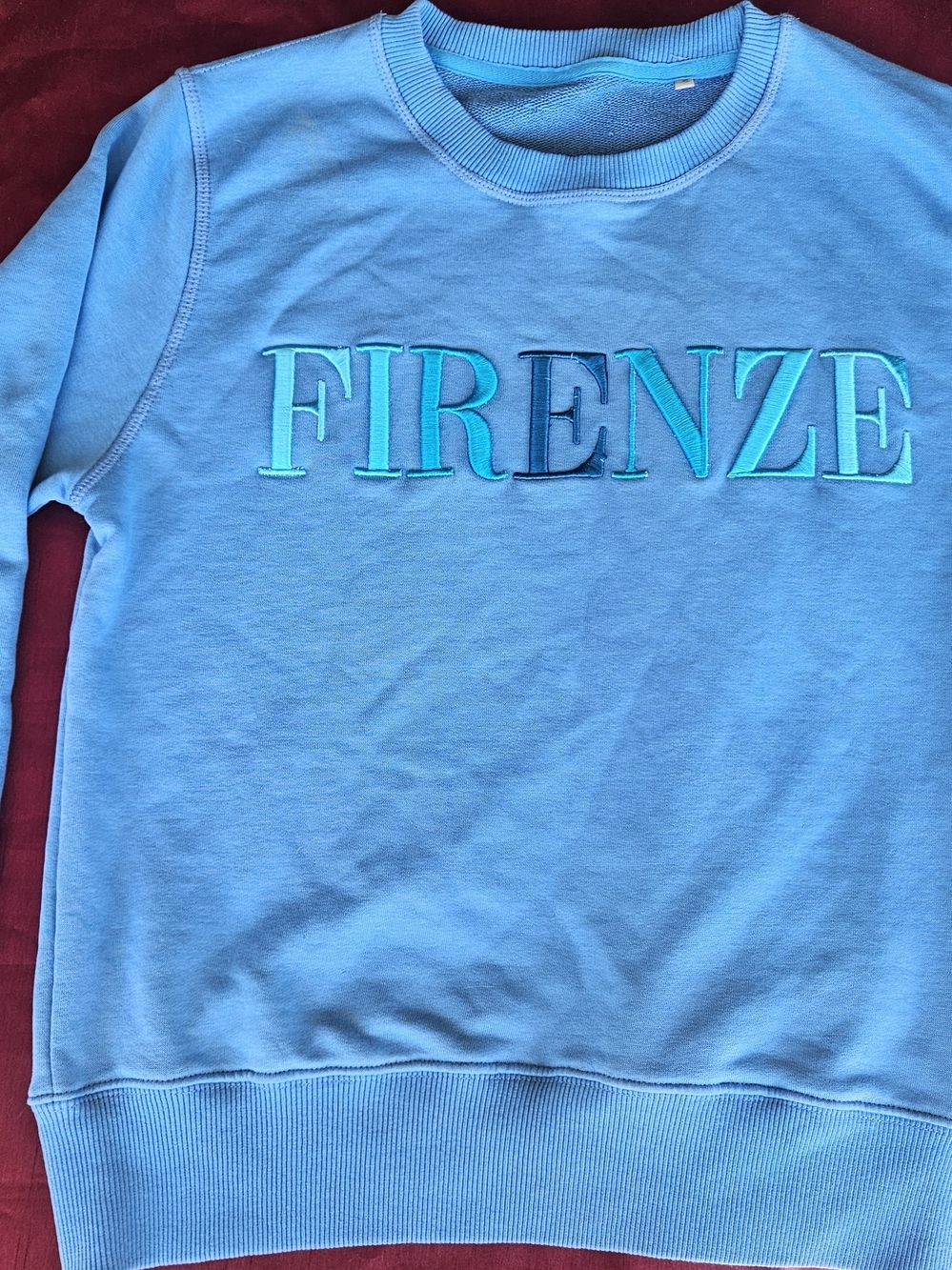 Firenze Italy Baby Blue Sweatshirt Small Italiano Travel Vacation Crewneck RARE!